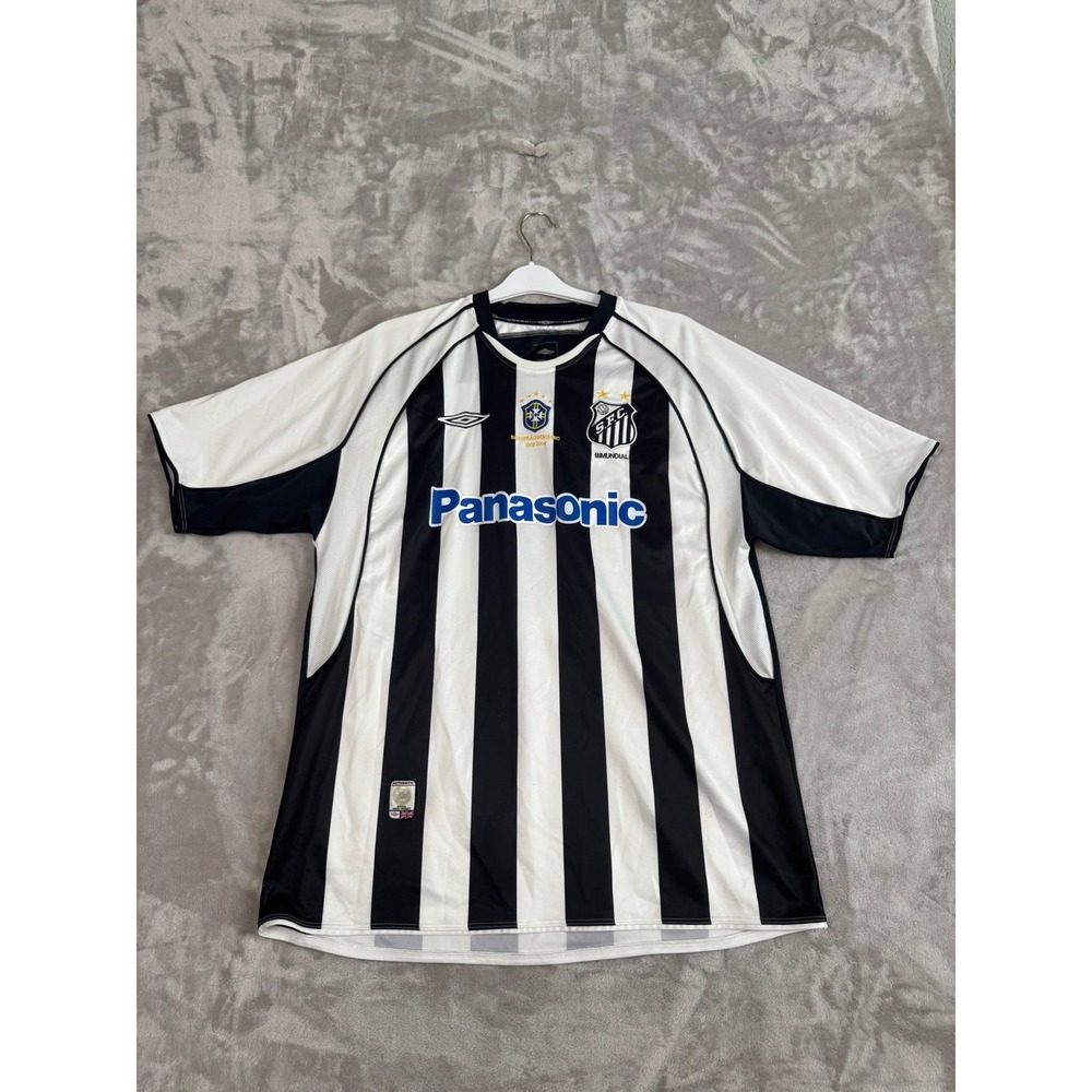 Santos FC Soccer Jersey‎ Umbro Panasonic No Name Mens Size XL Black White